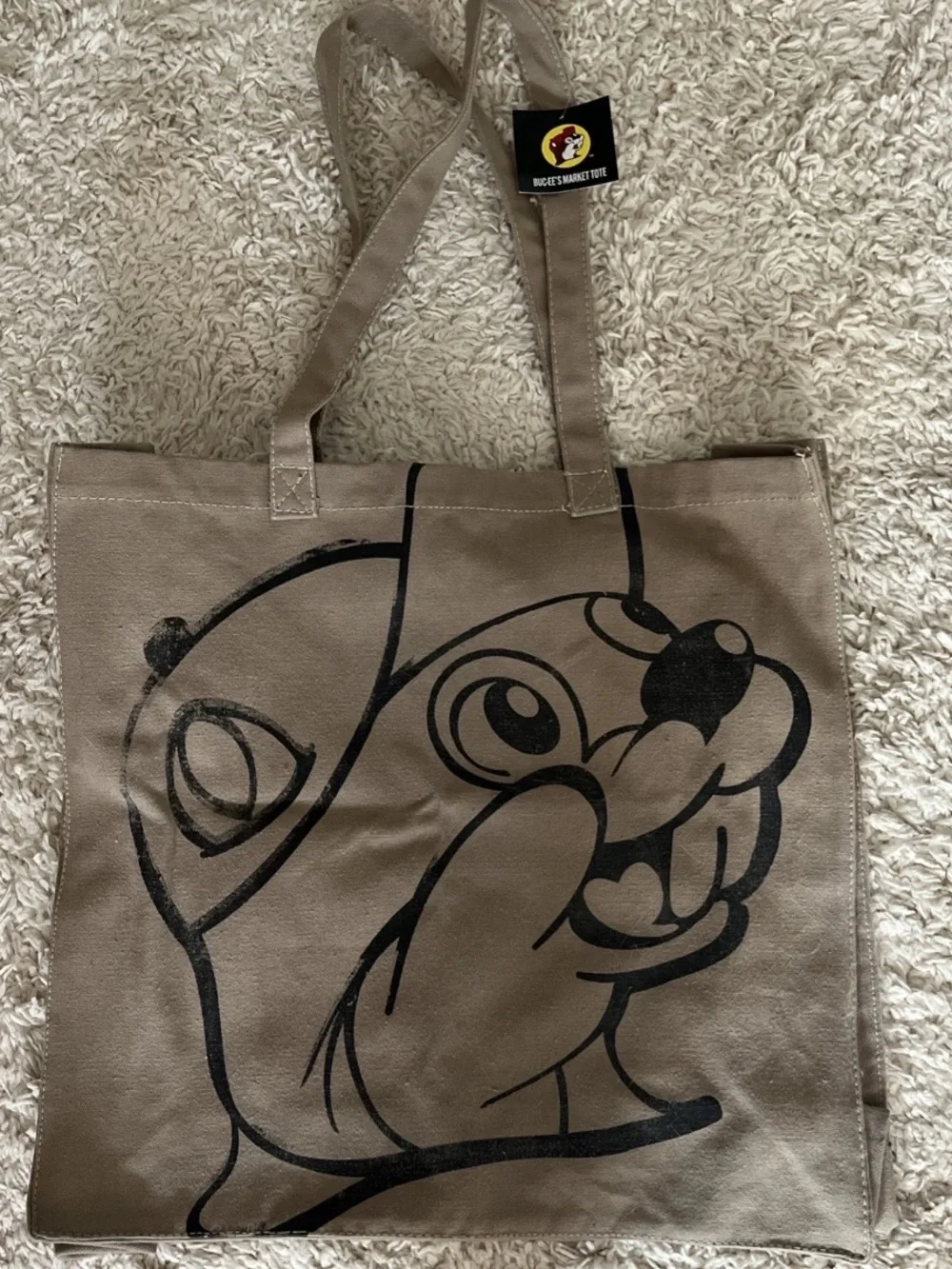 Buc-ee's Market Tote Tan Beaver Heavy Duty Canvas Tote Beach Bag Double Sided